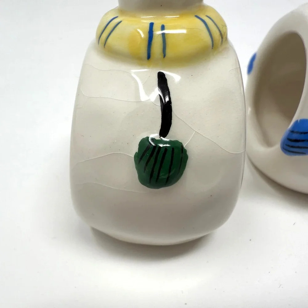 Williams Sonoma Snowman Napkin Rings Set 4‎ Holiday Christmas Ceramic